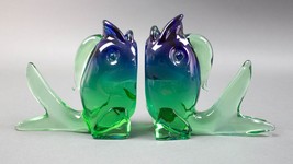 Archimede Seguso Italy Murano Glass Fish Bookends Sommerso Sculpture Mid Century - £333.32 GBP