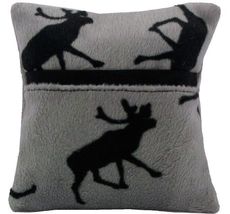 Tooth Fairy Pillow, Gray, Moose Print Fabric, Black Bias Trim, Boys or Girls - £3.87 GBP
