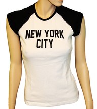 Ladies Raglan John Lennon T-Shirt Womens New York City Tee Rib Cap Sleeve - $14.99+