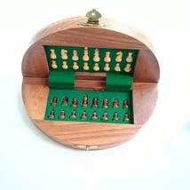 Sheesham Wood/Rosewood Magnetic Chess Board &amp; Storage Set 13x13cm Travel Game - £54.07 GBP