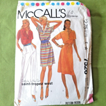 McCall&#39;s Sewing Pattern 7526 Misses Dress Top Pants Size 8 Cut Saint-Tropez West - $8.90