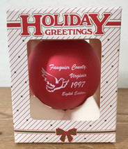 Vtg Holiday Fauquier County Virginia 1997 Glass Christmas Ornament Baubl... - $17.99