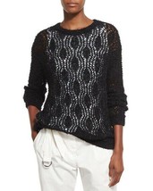 NWT $2K BRUNELLO CUCINELLI Sweater 2 piece crepe de chine pointelle-knit sz L - £553.05 GBP