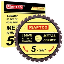 5-3/8&quot; 30T Cermet Tipped Metal Cutting Circular Saw Blade, Arbor 20Mm With - £28.32 GBP