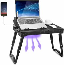 Foldable Laptop Table Tray Desk Tablet Desk Stand Bed Sofa Couch W/Cooling Fan - £54.13 GBP