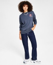 MSRP $39 Rebellious One Juniors&#39; Rose Graphic Sweatshirt Blue Size Large - £19.06 GBP