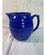 Weller Cobalt Blue Ribbed Round Pitcher Weller Pottery Blue Pitcher - £27.12 GBP