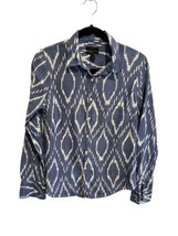 J CREW  Womens Button Up PERFECT Shirt Blue White Ikat Lightweight Sz 8 - £12.82 GBP