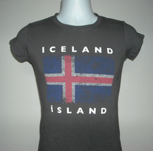 Womens Iceland Island t shirt small icemart flag logo cotton spandex - $21.73