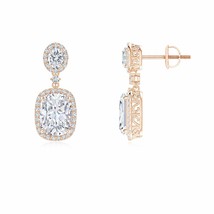 ANGARA Lab-Grown Diamond Dangle Earrings with Halo in 14k Gold (Carat-3.71 Ct) - £5,393.60 GBP