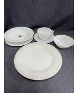 Federal Milk Glass 6 Piece Place Setting - Diamond Band Pattern - Oven P... - £34.36 GBP