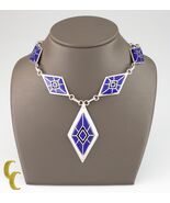 925 Sterling Silver &amp; Lapis Diamond Shaped Navajo Necklace - €1.345,46 EUR