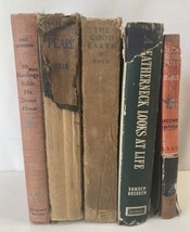 5 Vintage RED n BROWN Books Primitive Rustic Home Decor Staging Prop Lib... - $18.80