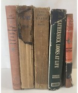 5 Vintage RED n BROWN Books Primitive Rustic Home Decor Staging Prop Lib... - $25.71 CAD