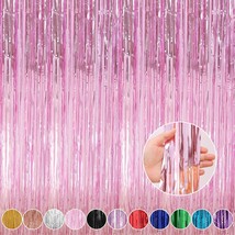 4 Pack 3.3 x 8.2 ft Foil Fringe Curtains Party Decorations Pink Tinsel C... - £19.77 GBP