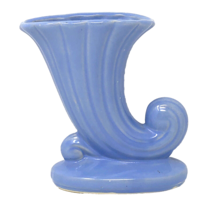Vintage Shawnee Pottery Cornucopia Vase Sky Blue Glazed Fluted 6.5&quot; Art Deco - £19.07 GBP