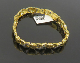 925 Sterling Silver - Genuine Diamonds Love Heart XO Chain Bracelet - BT7549 - £72.04 GBP