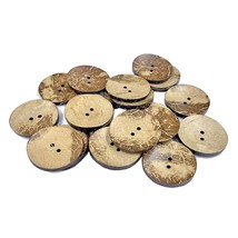 20 Pcs 1.5 Inch 40Mm Brown Thick Natural Wooden Large Coconut Shell Buttons 2 Ho - £16.41 GBP