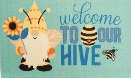 Kitchen Accent RUG(nonskid)(17&quot;x28&quot;)GNOME &amp;Sunflowers,Welcome To Our Bee Hive,Nr - £14.76 GBP