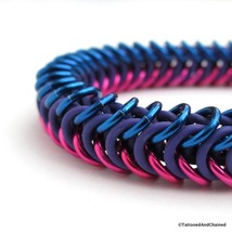 Bi pride chainmaille bracelet, stretchy box chain, bisexual jewelry - £27.17 GBP