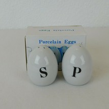 Porcelain Eggs Salt and Pepper Shaker Set White Letter &quot;S&quot; &quot;P&quot; Made In T... - £7.62 GBP
