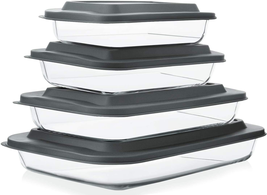 8-Piece Deep Glass Baking Dish Set with Plastic Lids - £51.30 GBP