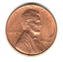 1944 S UNCIRCULATED Lincoln Wheat Cent RED - Actual Coin Shown - $3.75