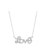 Fronay 16 &amp; 2 in. Pave Love Script Necklace in Rhodium Plated Sterling S... - €73,52 EUR