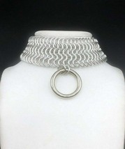 Silver Color Chain mail Neck piece Aluminum Women Necklace – Handmade Woven Chai - £53.41 GBP+
