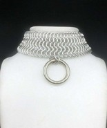 Silver Color Chain mail Neck piece Aluminum Women Necklace – Handmade Wo... - £49.65 GBP+