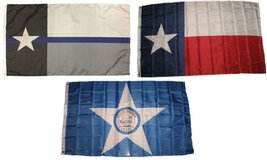 3x5 3&#39;x5&#39; Wholesale Police Blue &amp; State of Texas &amp; City of Houston Flag Set - £7.93 GBP