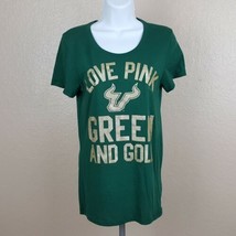 Pink Victoria&#39;s Secret T-shirt Size Medium Green And Gold A18 - £6.62 GBP