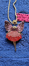 New Betsey Johnson Necklace Fairy Ballerina Pink Red Cute Collectible Decorate - £11.71 GBP