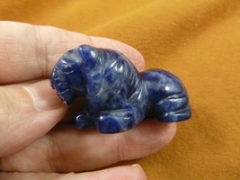 Y-LIO-RO-579) Blue Sodalite ROARING LION gemstone carving figurine I lov... - $14.01