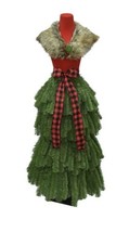 5ft Unlit Red Flocked Lady Buffalo Checkered Dress Form Christmas Fashion Tree - £3,314.08 GBP