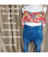 New with tags Sun Lab red floral print swim top size XL - $11.00