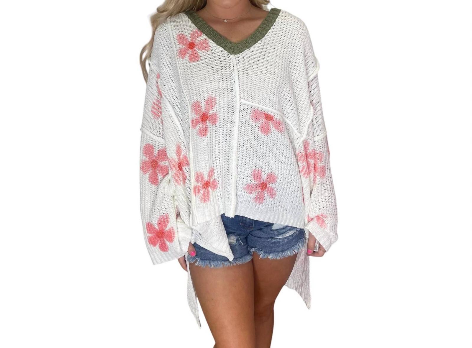 Pol Flower Hooded Oversized Sweater Size M - $41.58