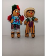 Boy And Girl Colth Dolls Handcrafted Pigtails Pompoms Sumbaro Mexican Ar... - $454.67 MXN