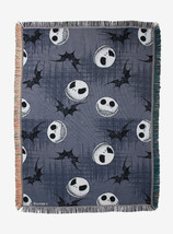 The Nightmare Before Christmas Jack Heads &amp; Bats Tapestry Throw Blanket - £40.05 GBP