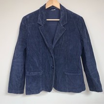 Vintage Blue Corduroy Blazer Jacket Women&#39;s 14 Boho Academia Classic Col... - £25.26 GBP