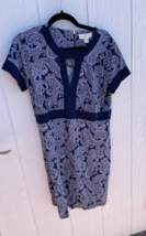 Michael Kors Womens Large Dress Blue Short Sleeve Paisley Flare NWT - £25.11 GBP