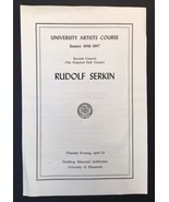 Rudolph Serkin Concert Program Northrop University of Minnesota 1946-47 ... - $22.00