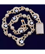 5AAA+ CZ Bling Ice Out Hop Hip Moon Star Cuban Link Chain 14k Real Gold Plated  - $114.99 - $189.99