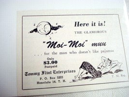 1950 Hawaii Ad Moi-Moi Mu For the Man Who Doesn&#39;t Like Pajamas - $7.99