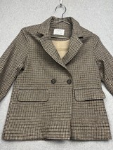 Zara Girls Houndstooth Jacket Blazer Size 10 Fall Holiday Casual Cotton Neutral - £26.60 GBP