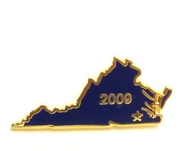 2009 Virginia State Map Star Gold Tone Blue Enamel Collectible Lapel Pin - £7.70 GBP