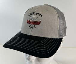 NEW Lake City Minnesota Light Grey Black SnapBack Trucker Hat Cap - £11.03 GBP