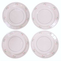 Vtg Corelle by Corning CALICO ROSE Set of 4 Dinner Plates Ivory w/ Green 10.25&quot; - £10.17 GBP