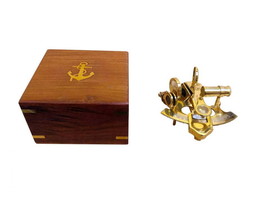 Scout&#39;s Brass Sextant 4&quot;&quot; with Rosewood Box - £52.90 GBP