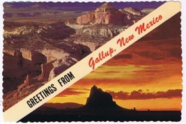 New Mexico Postcard Gallup Red Rocks Shiprock At Sunset - £2.35 GBP